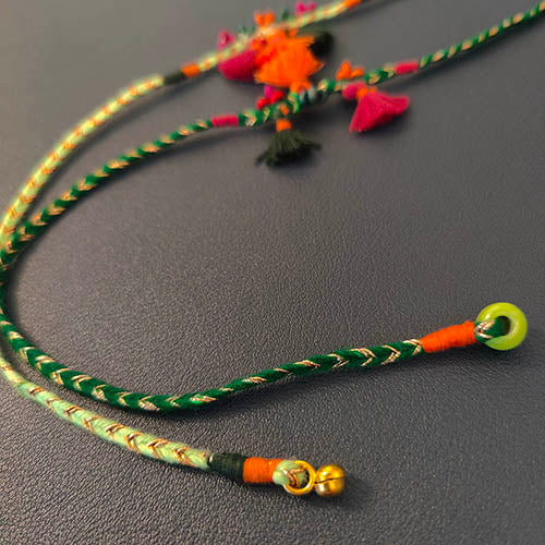 Tassel Green Cotton Handmade Adult Rakhi (Set of 2)