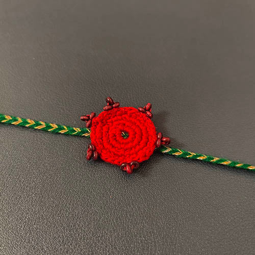 Crochet Maroon/GreenCotton Handmade Rakhi