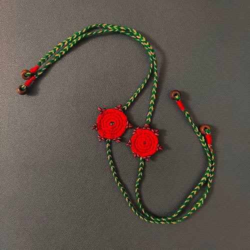 Crochet Maroon/GreenCotton Handmade Rakhi