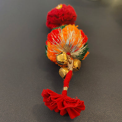 Sut Red Orange Gold Cotton Pompom Toran Door Charm