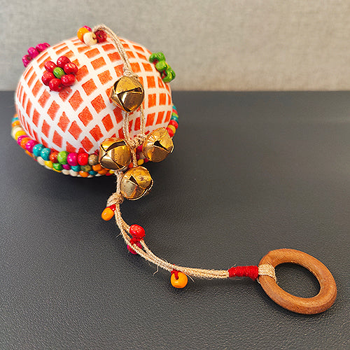 Jiva Multi Wooden Beads Gold Ghungroo Toran Door Charm