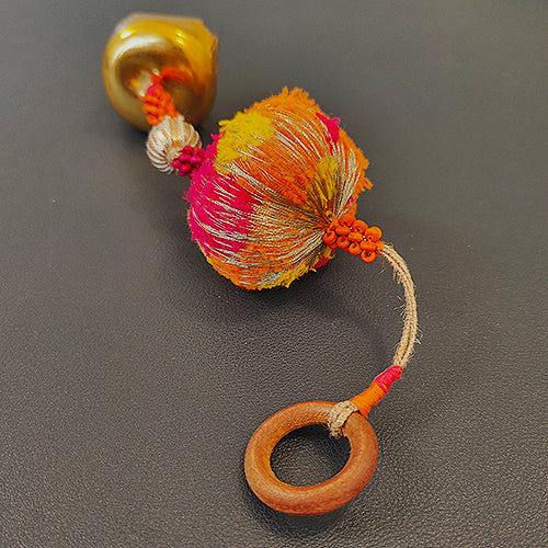 Gulabi Pink Orange Gold Cotton Pompom Toran Door Charm