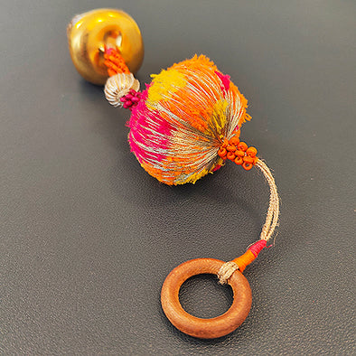 Gulabi Pink Orange Gold Cotton Pompom Toran Door Charm