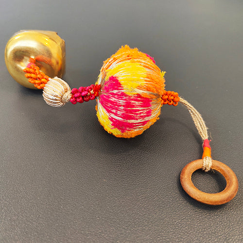 Gulabi Pink Orange Gold Cotton Pompom Toran Door Charm