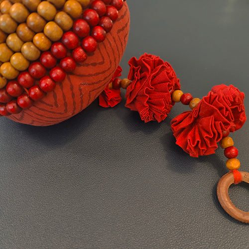 Veda Red Yellow Wooden beads Toran Door Charm