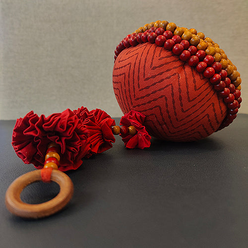 Veda Red Yellow Wooden beads Toran Door Charm