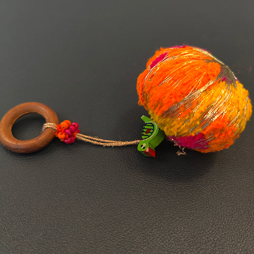 Peela Pink Orange Gold Cotton Pompom Toran Door Charm