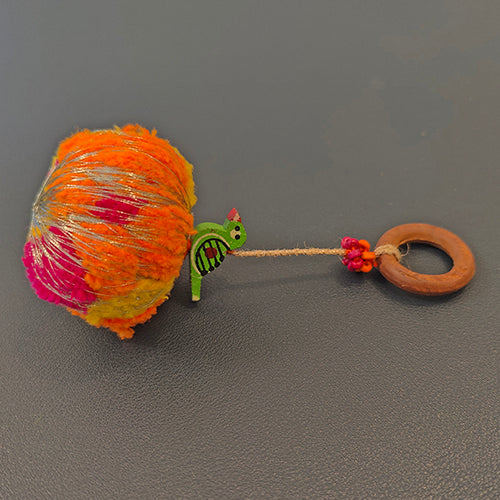 Peela Pink Orange Gold Cotton Pompom Toran Door Charm