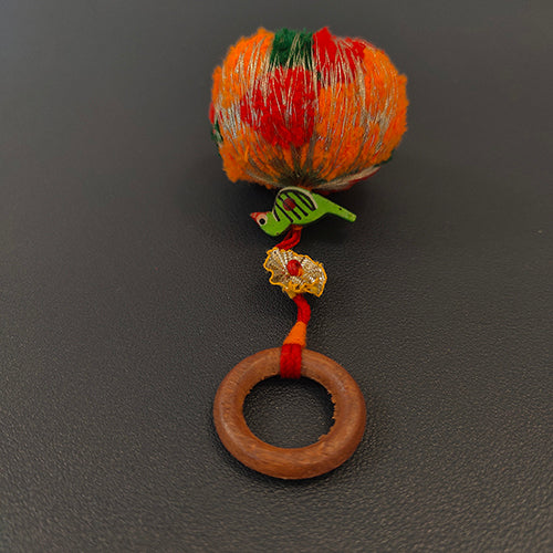 Hara Red Orange Gold Cotton Pompom Toran Door Charm