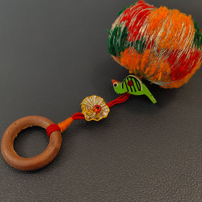 Hara Red Orange Gold Cotton Pompom Toran Door Charm