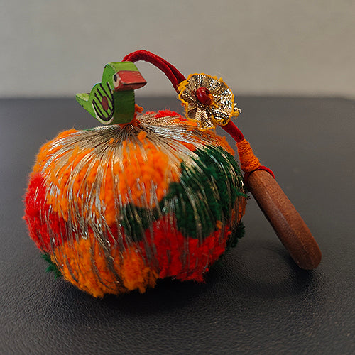 Hara Red Orange Gold Cotton Pompom Toran Door Charm