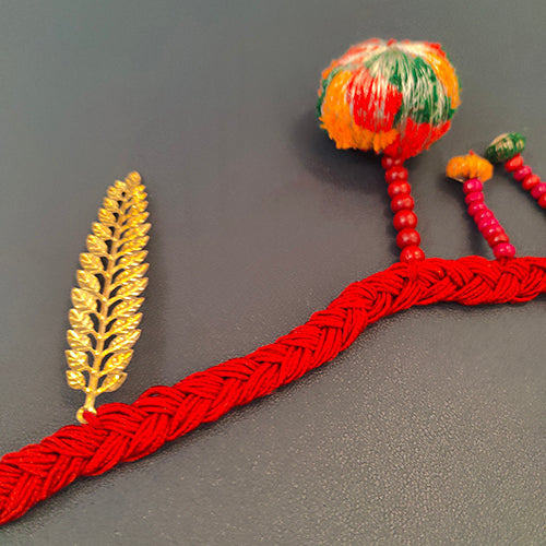 Mantra Red Green Gold Cotton Pompom Toran Door Charm