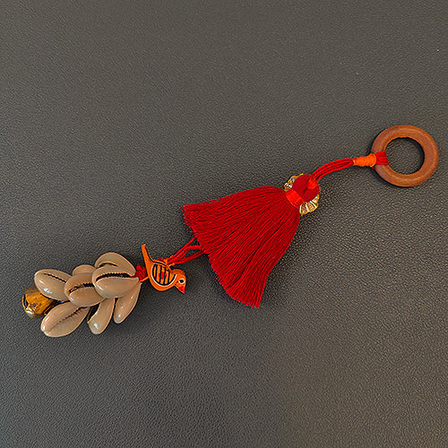 Cowrie Red Tassel Toran Door Charm