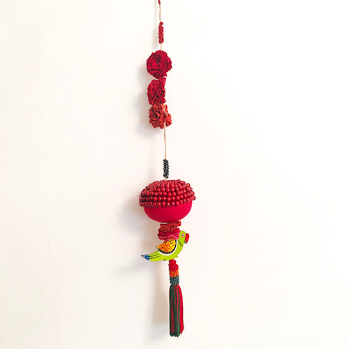 Sama Red Wooden beads Toran Door Charm