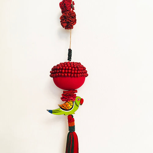 Sama Red Wooden beads Toran Door Charm