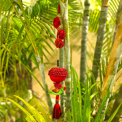 Sama Red Wooden beads Toran Door Charm