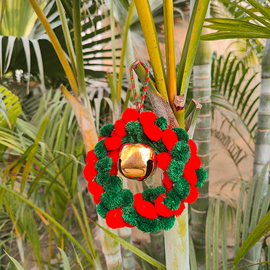 X'mas Holly Jolly Wreath Red Green Christmas Hanging