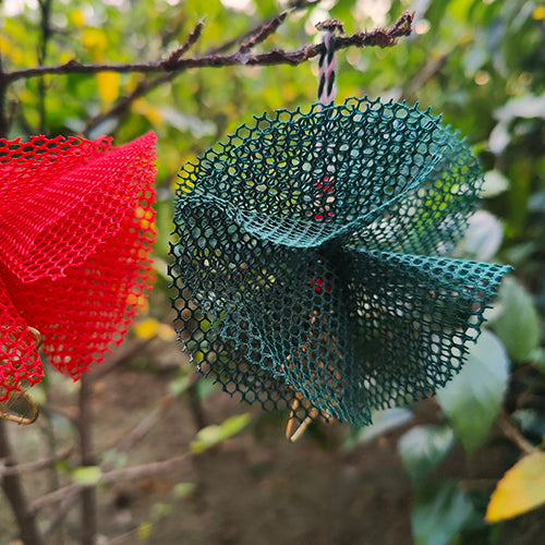 Cancan Snowflakes Wooden Beads Red Green Set of three Christmas Hanging