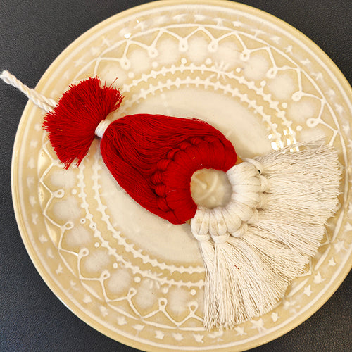 Santa's Beard Tassel Red White Christmas Hanging