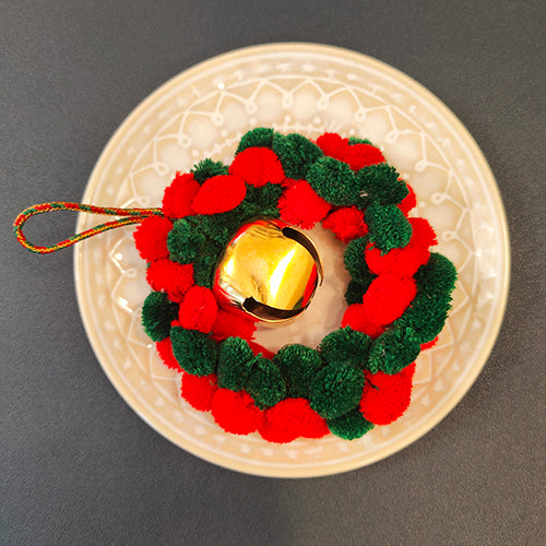 X'mas Holly Jolly Wreath Red Green Christmas Hanging