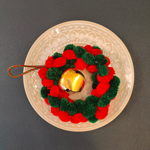 X'mas Holly Jolly Wreath Red Green Christmas Hanging