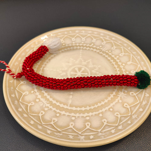 Candy Cane Cheer Wooden Beads Red Green White Set of three Christmas Hanging