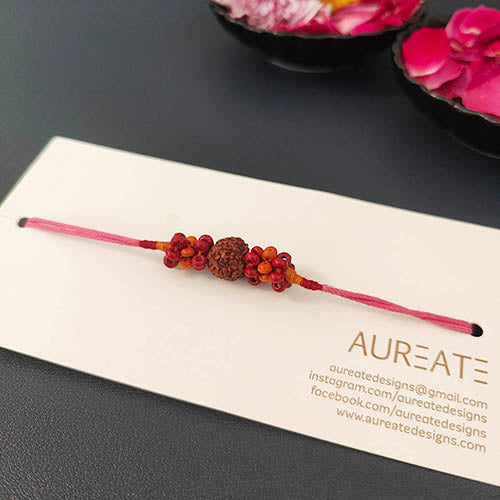 Rudraksha Wooden Beads Cotton Dori Rakhi ( set of 2 )