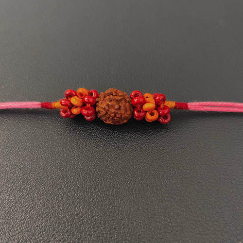 Rudraksha Wooden Beads Cotton Dori Rakhi ( set of 2 )