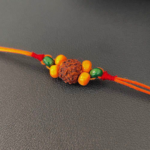 Rudraksha Wooden Beads Cotton Dori Rakhi ( set of 2 )