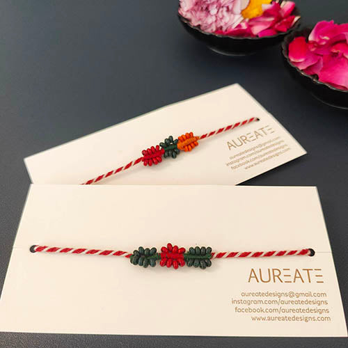 Roli Red Thread Wooden Beads Rakhi (set of 2)