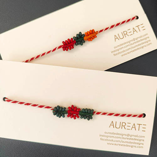 Roli Red Thread Wooden Beads Rakhi (set of 2)
