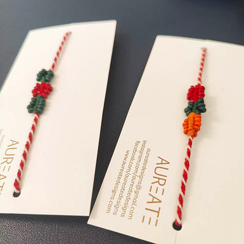 Roli Red Thread Wooden Beads Rakhi (set of 2)