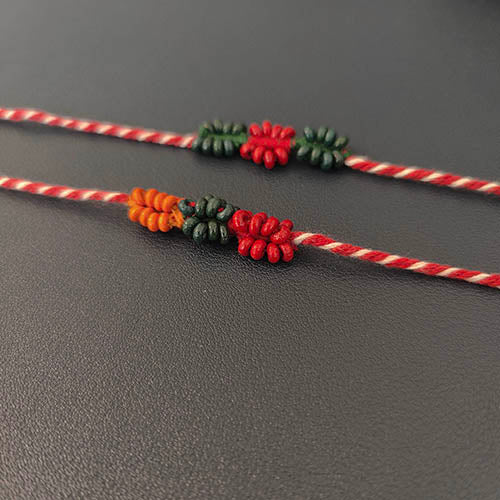 Roli Red Thread Wooden Beads Rakhi (set of 2)