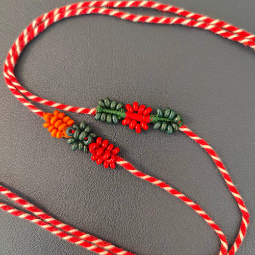 Roli Red Thread Wooden Beads Rakhi (set of 2)