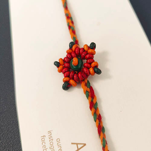 Nova Snowflake Multi Wooden Beads Rakhi/Lumba set