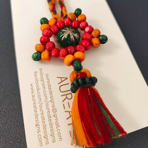 Nova Snowflake Multi Wooden Beads Rakhi/Lumba set