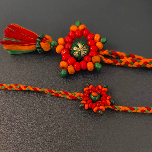 Nova Snowflake Multi Wooden Beads Rakhi/Lumba set
