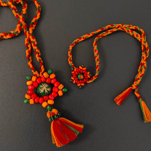 Nova Snowflake Multi Wooden Beads Rakhi/Lumba set