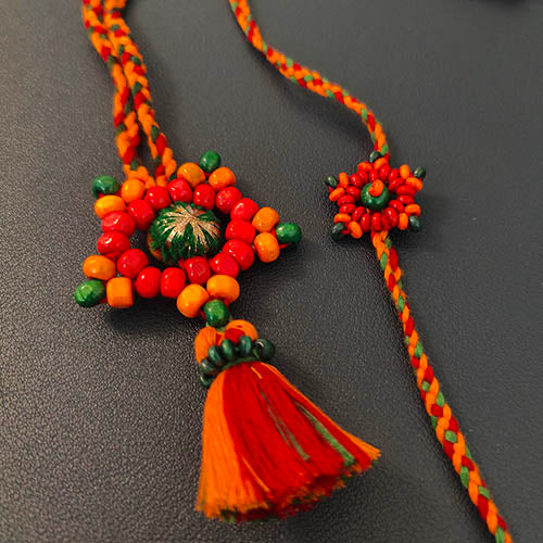 Nova Snowflake Multi Wooden Beads Rakhi/Lumba set