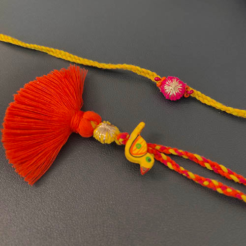 Tangerine Tassel Rakhi/Lumba set
