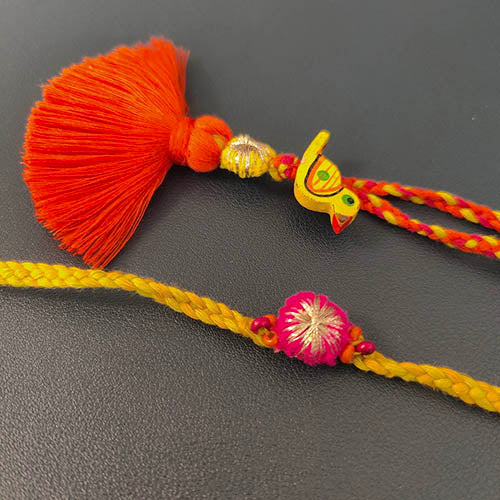 Tangerine Tassel Rakhi/Lumba set