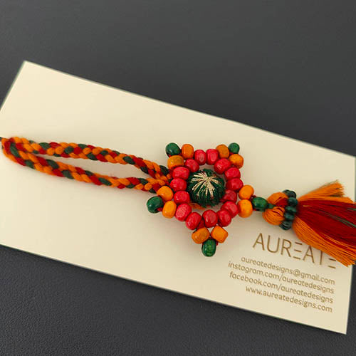 Nova Snowflake Multi Wooden Beads Rakhi/Lumba set