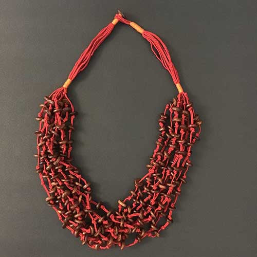 Marble Red Beads Cotton Dori Neckpiece