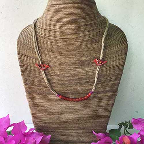 Gauraiya Red Jute Neckpiece