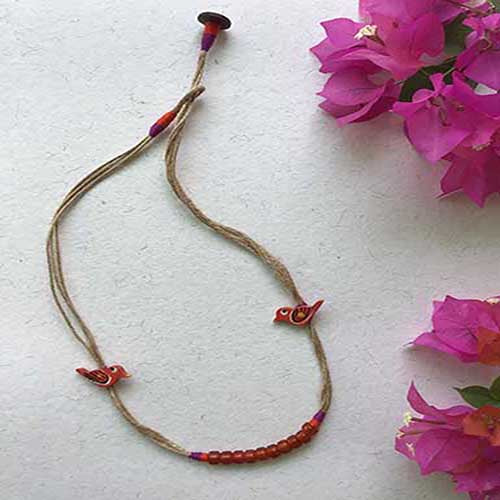 Gauraiya Red Jute Neckpiece