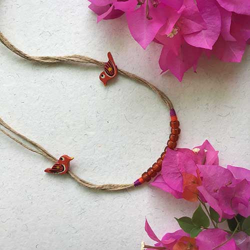 Gauraiya Red Jute Neckpiece