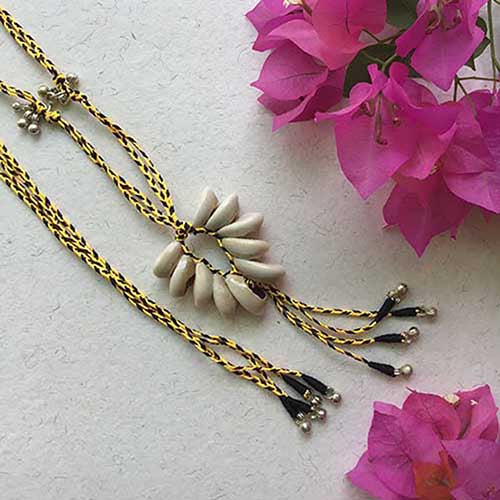 Rabari Yellow/Black Cowrie Neckpiece