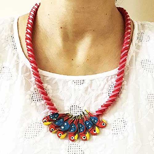 Chiriya Red Button Neckpiece