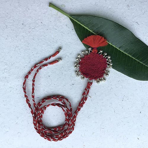 Tunisia Red Hand Crochet Sustainable Fashion Jewelry Neckpiece