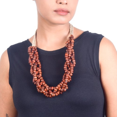 Plait Beige Brown Jute Dori Neckpiece